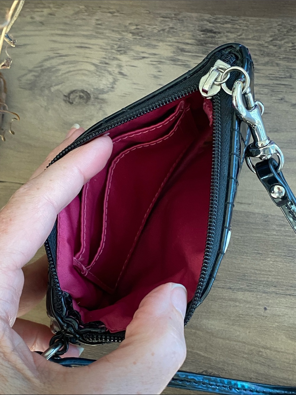 Coach Black Patent Quilted Wristlet - Picture 4 of 4